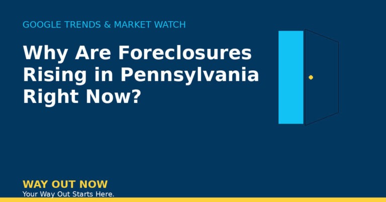 Home - 18 Why are foreclosures rising in Pennsylvania - Way Out Now open door graphic