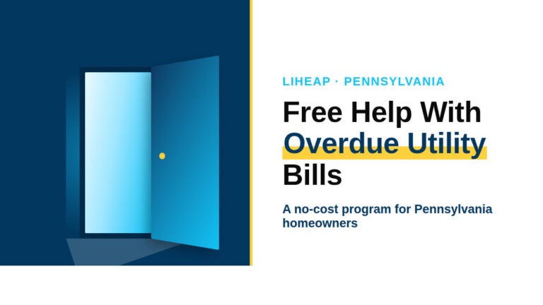 Home - 17 Open door graphic with the headline Free Help With Overdue Utility Bills, LIHEAP Pennsylvania